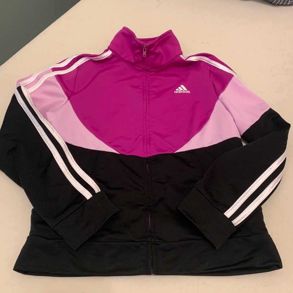 Adidas Girls Purple and Black Zip Up Jacket